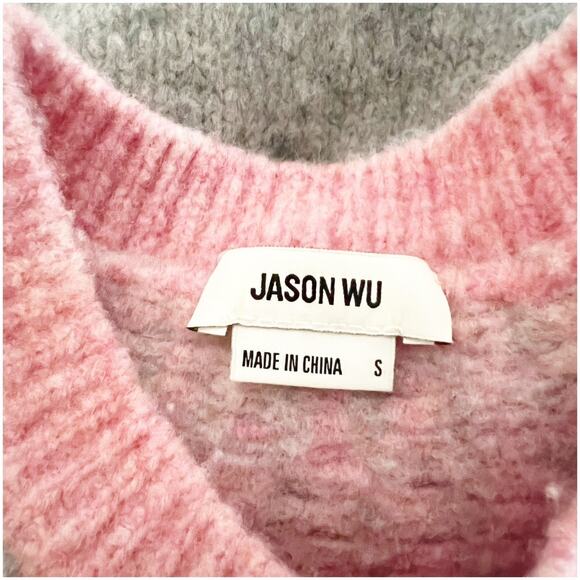 Jason Wu Women’s Fair Isle Sweater Wool Sz Small Gray Pink Oversized Crew Neck - Picture 10 of 12